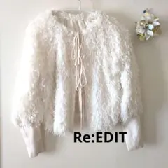 Re:EDIT リエディ ホワイトファーショートカーディガン