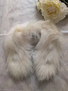 ♪④リアルファー　オフホワイト　付け襟　　コート・ジャケット・カーデガンに