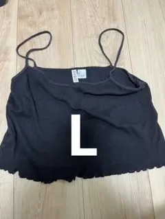 h&m H&M キャミソール　クロップド　黒　ブラック　フリル　L