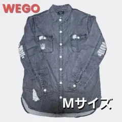 【WEGO】ダメージ デニムシャツ Mサイズ グレー