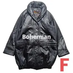 ボヘミアン ショールカラー レザーコート 黒 羊革 ヴィンテージ フリーサイズ