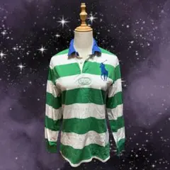 y2k ポロ ラルフローレン ボーダー ラガーシャツ ビッグポニー