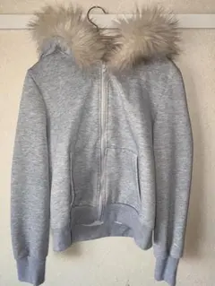 SHEIN グレー ファーパーカー M 裏起毛 平成 y2k