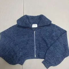 nemne ネイビー クロップドニットセーター　フリーサイズ