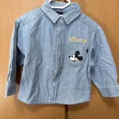 ミッキーマウス デニム風長袖シャツ 95cm未満