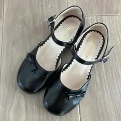 女の子　発表会　靴　ブラック　フォーマルシューズ　バレーシューズ　21㎝