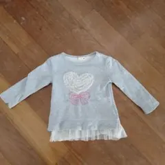 グレー ハートリボン刺繍 トレーナー