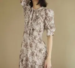 snidel Sustainableボウタイプリントワンピース(0)