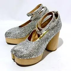 maison margiela 足袋パンプス　グリッター　36 ストラップ　厚底