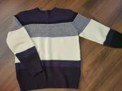 ストライプデザイン ニットセーター Mサイズ