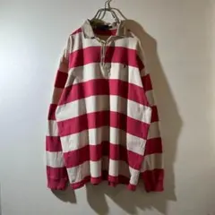 ぱ*る様 Ralph Lauren 90s ボーダーラガーシャツ ピンク XL相