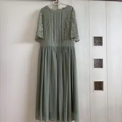 パーティー　レースドレス　ミントグリーン　Aラインドレス