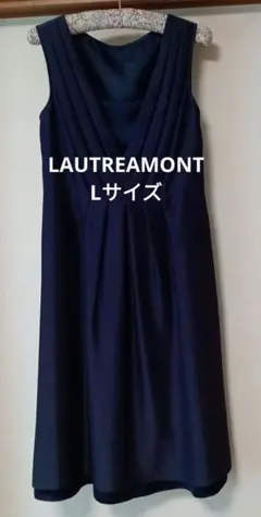 LAUTREAMONT　ロートレアモン　ネイビー　プリーツノースリーブドレス