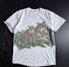 USA古着　90s habitatウルフ狼Tシャツ　シングルステッチのサムネイル