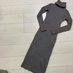 ニットワンピース タートルネック タイトワンピース