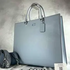 レア✨コーチ百貨店モデル トート40 3way クロスグレインレザーライトブルー