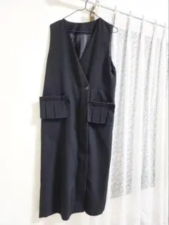 【美品】DEUX AMOUR ロングベスト/ブラック・M〜Lサイズ