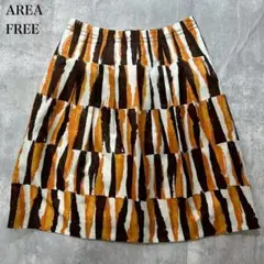 自由区【M】ひざ丈スカート Aライン フレア グラフィカル 総柄 サイドジップ