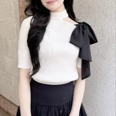 【即購入⭕️】INGNI ワンショルシアーリボン半袖ニット