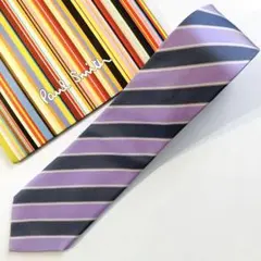 ポールスミス ネクタイ ストライプ柄 ライトパープル