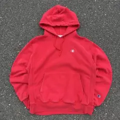 US規格　古着　チャンピオン　パーカー　レッド　フェード　リバースウィーブ　L