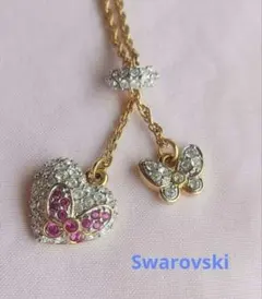 Swarovski ハート バタフライ ネックレス ラリエット
