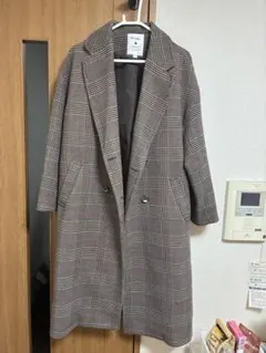 チェック柄ウール混合チェスターコート