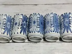 ヴィンテージ　有田焼 茂山窯 菊柄湯呑み 5客