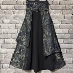 【美品】HARE　アソートジャガードハイウエストスカート　イエロー×ラメのサムネイル