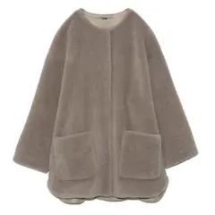 美品 Mila Owen ノーカラーシャツカーブボアジャケット ゆったり M