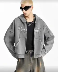 グレー フロントロゴ パーカー