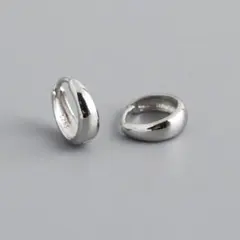 高品質 シルバー ピアス シルバー925ぷっくりフープピアス 12㎜ シンプル