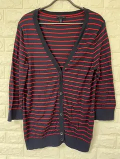 TOMMY HILFIGER ボーダーカーディガン Lサイズ ネイビー/レッドのサムネイル