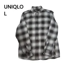 ユニクロ オンブレ シャドー フランネルチェックシャツ Lサイズ メンズ 美品