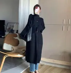 ☆ロング丈☆ニットカーディガン☆ゆったり☆おしゃれ☆ブラック　黒