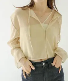 mystic メッシュカーディガン　ベージュ