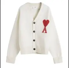 アミパリス ホワイトカーディガン ハート刺繍