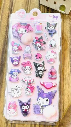 ボンボンドロップシールおしりマイメロディ・クロミ キティ立体シール 24枚入り