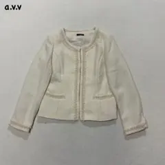t3040 【アーヴェヴェ】　ノーカラージャケット　ツイードジャケット　スーツ