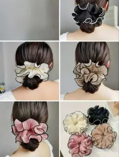 No.1シュシュ　フリルデザイン シフォン 4点セット