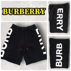 BURBERRY サイドロゴ スウェットハーフパンツ ドローコード M ブラックのサムネイル