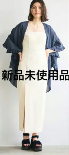 【新品未使用タグ付】ココディール　カップ付き鹿の子×リブウエストベアワンピース