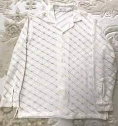 ZARA テクスチャー　クロシェシャツ　メンズ　L エクリュ