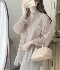 classicalelf シアーバンドカラーオーバーサイズ ビッグシャツ