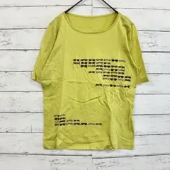 レディース 蛍光グリーン メガネ柄 半袖Tシャツ 日本製 綿100 春夏