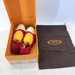 トッズ【極美品】TOD'S フラットシューズ 35 赤 アイボリー ゴンミーニのサムネイル