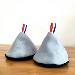 グレー三角鍋つかみ２個!ミトン ギフト トリコロール ハンドメイド 電子レンジのサムネイル