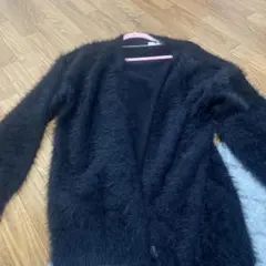 ファー風 黒 カーディガン 長袖