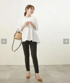 美品✨パラスパレス インディゴ ドット 水玉 ブラウス ギャザー 