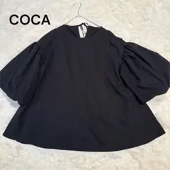 COCA バルーンスリーブ チュニックブラウス バックリボン ブラックのサムネイル